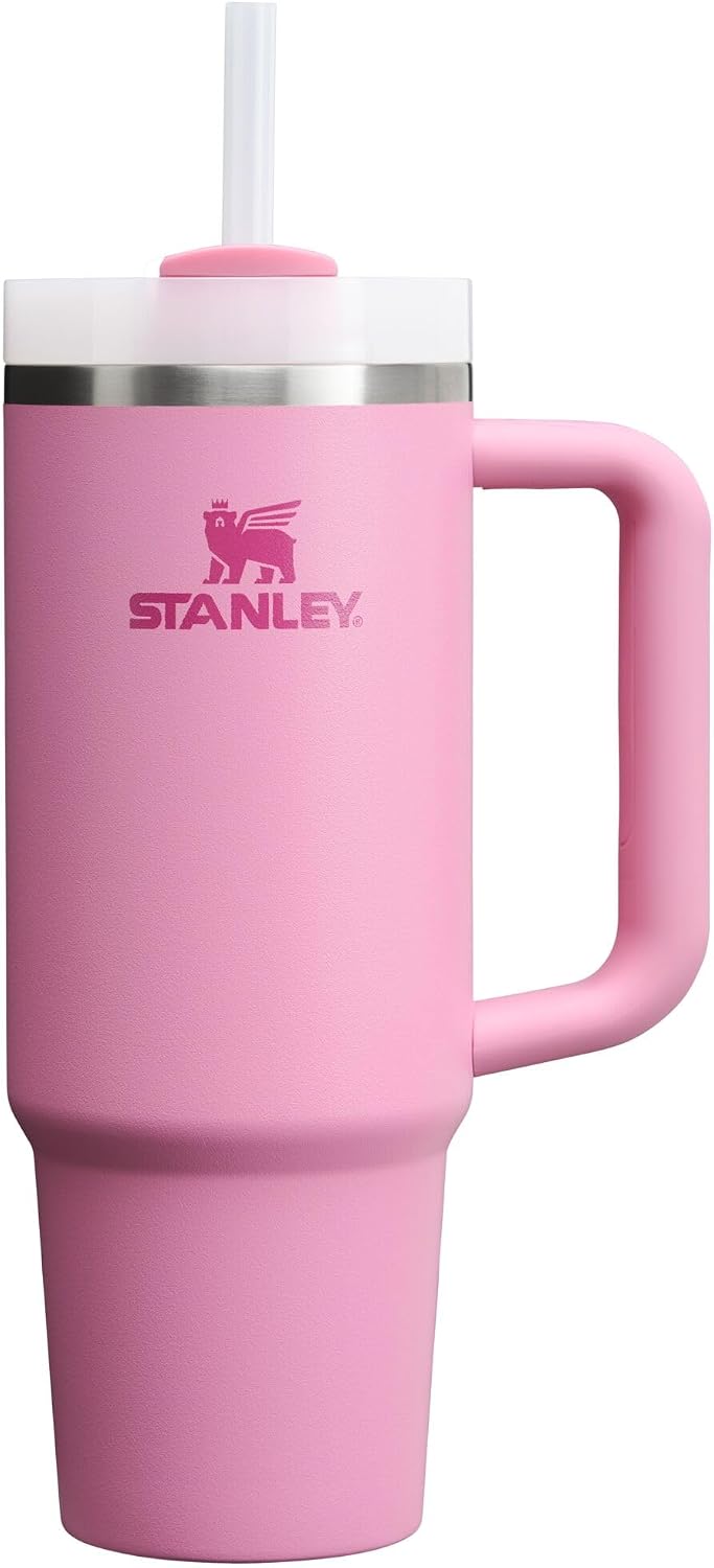 Stanley Quencher H2.0 tumbler front view in Peony pink