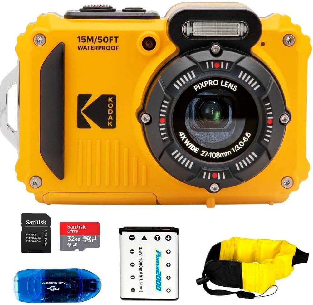 Kodak Pixpro WPZ2 yellow waterproof digital camera front view