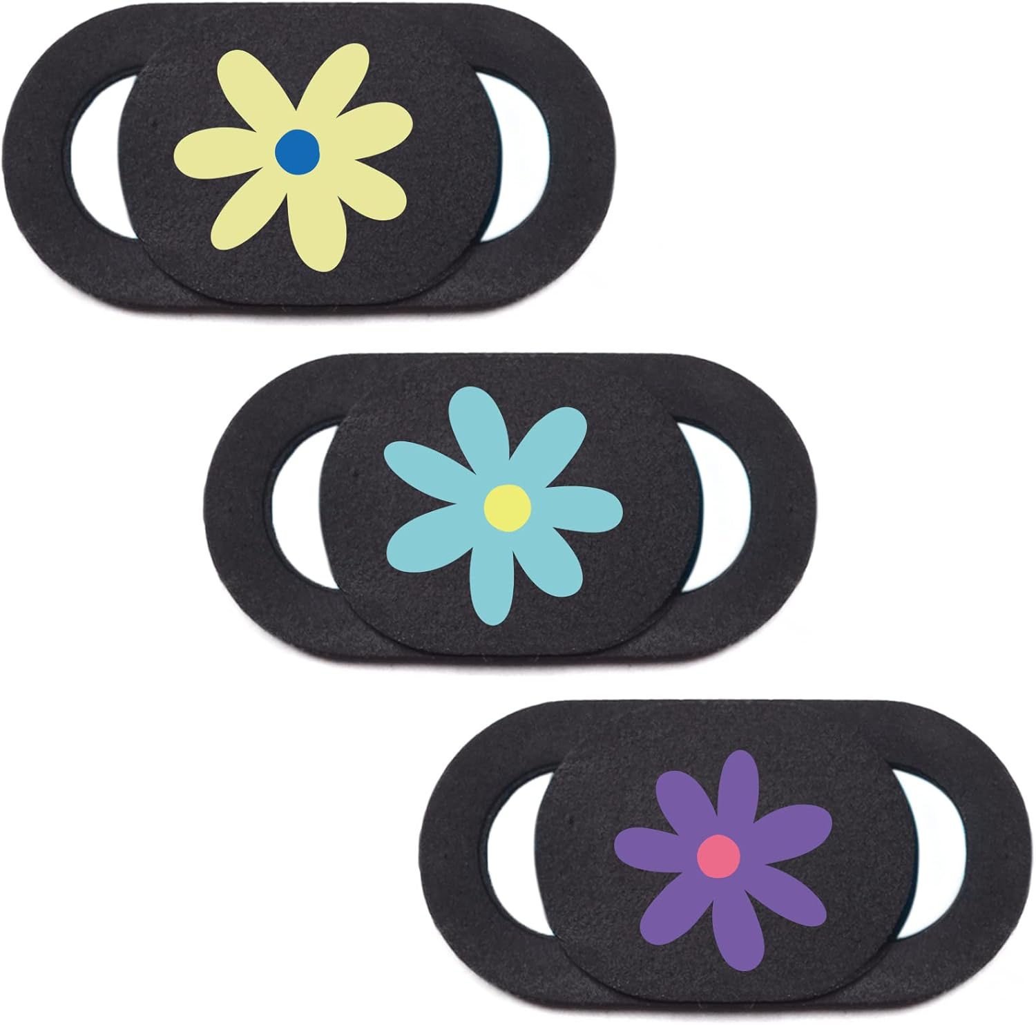 VeekyVicky laptop camera cover slide front view showing decorative flower design for privacy protection