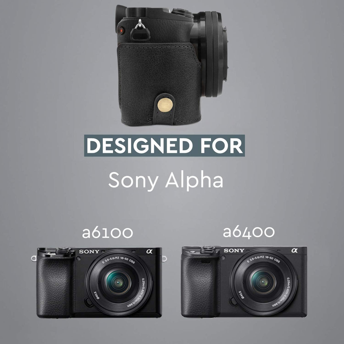 MegaGear leather case paired with Sony mirrorless camera