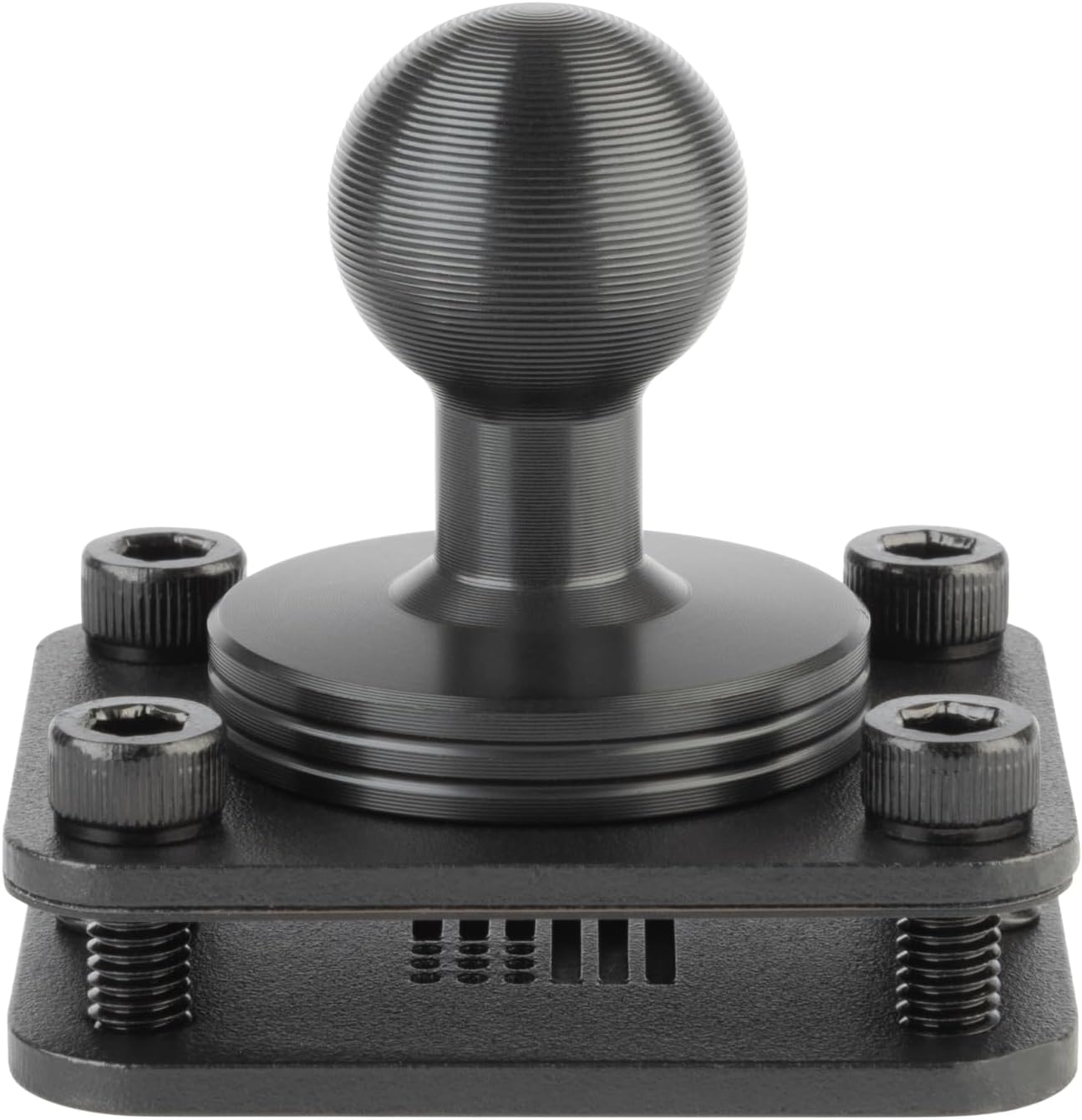 Bulletpoint Metal 4-Hole AMPS Base Mount with 20mm ball front view showing laser-cut aluminum construction.
