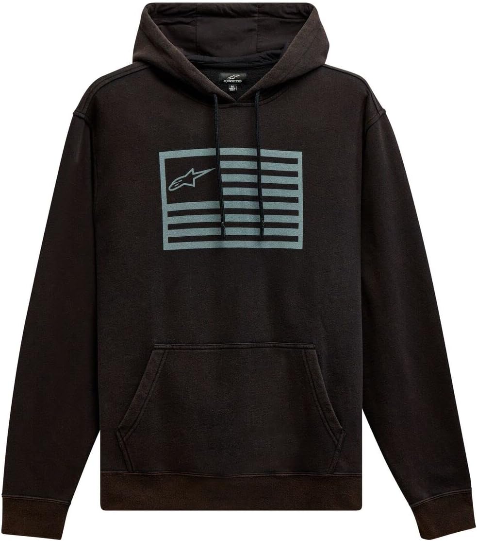 Alpinestars Artifact Men's Pullover Fleece Hoodie front view showing the printed flag logo graphic on the chest.