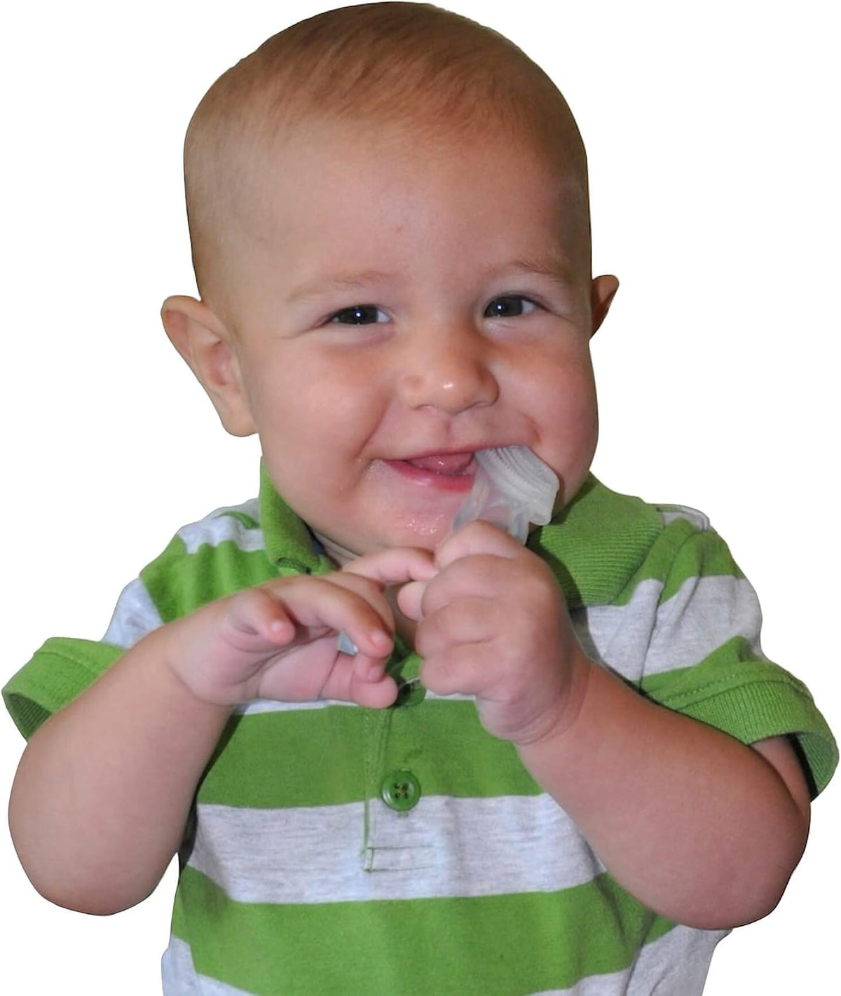 Brilliant silicone toothbrush showing ring grip design