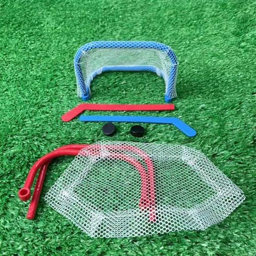 Portable miniature ice hockey game for office desk entertainment