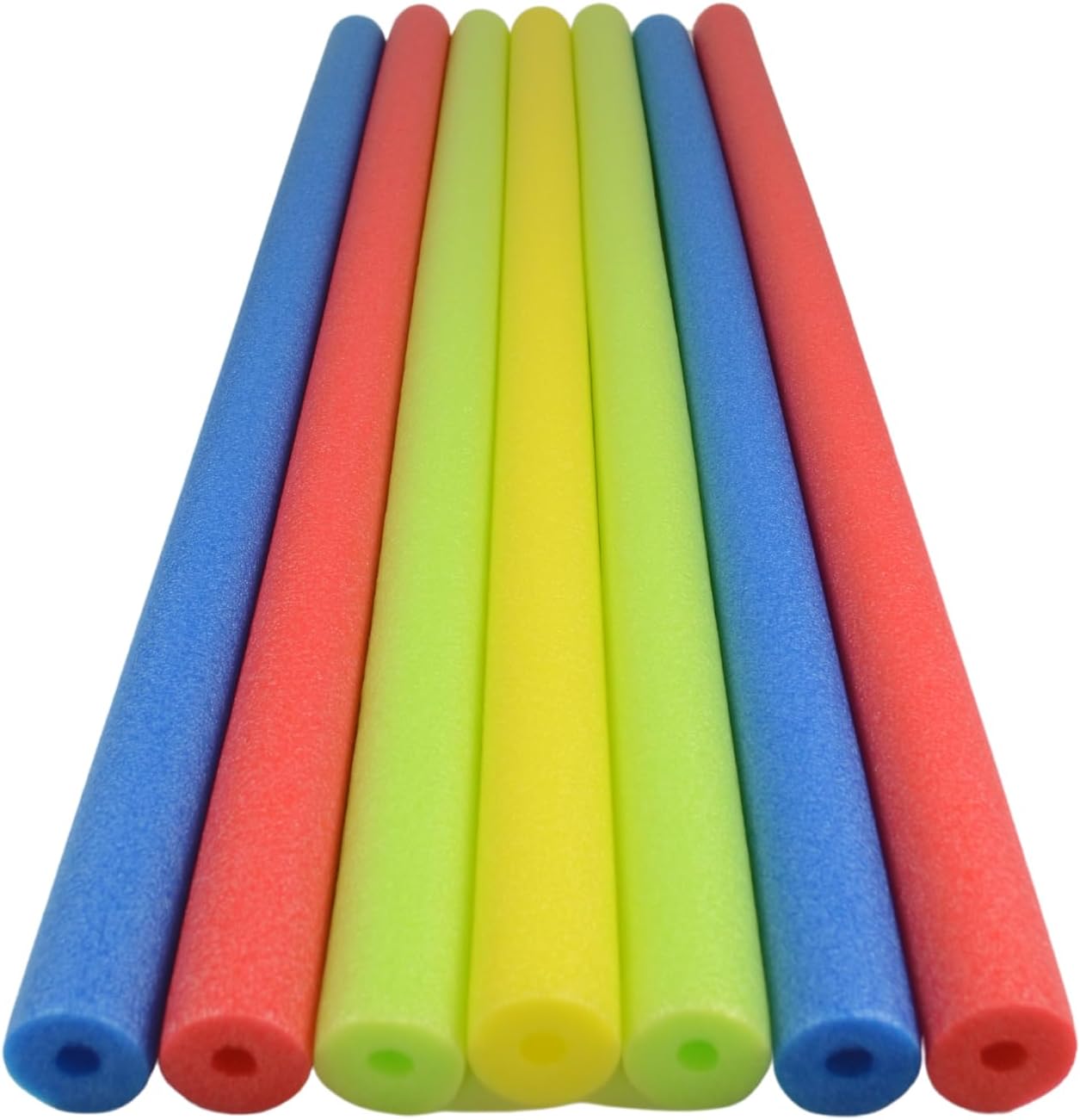 Fix Find pool swim noodle 7 pack front view showing vibrant multi-colored foam tubes
