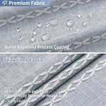 Stainless steel rust resistant metal grommets on the top hem of the blue bohemian curtain.