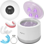 AnyFine Advanced Ultrasonic Retainer Cleaner Machine front view showing sleek white design with digital timer display