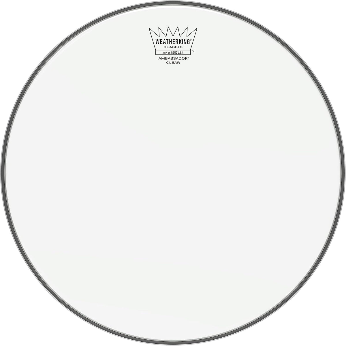 Remo Ambassador clear classic fit drumhead 13 inch front view