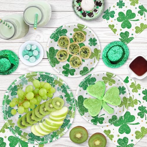 Litmitfu dinner plates and dessert plates shamrock design