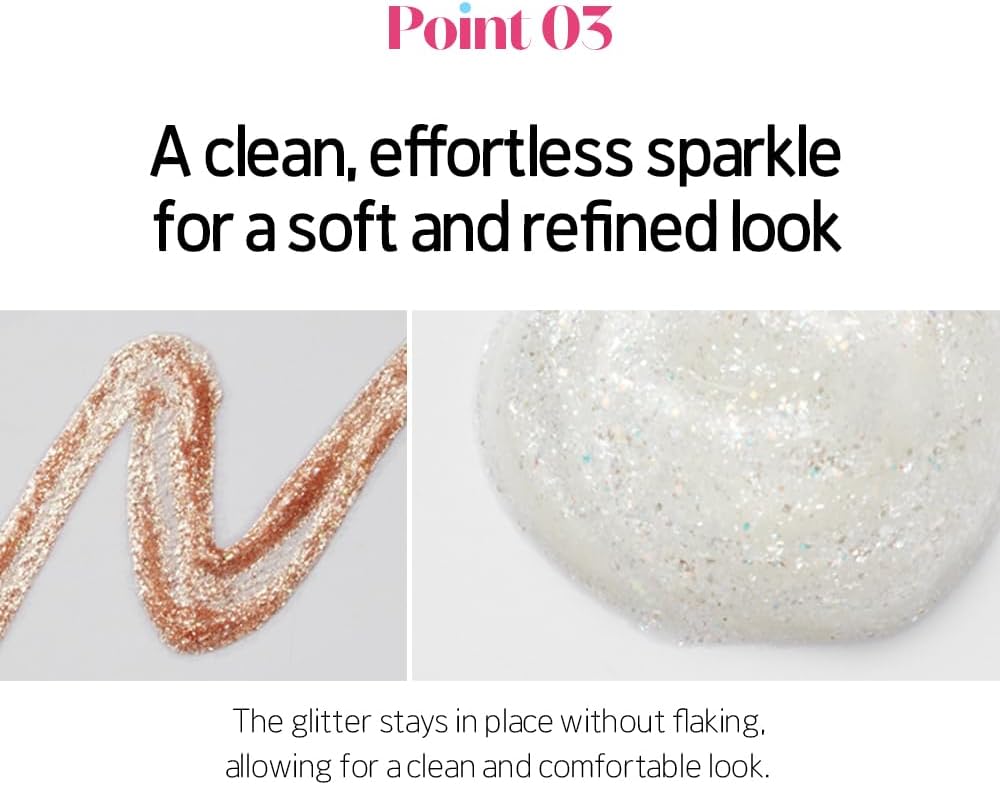 Long lasting waterproof K-beauty glitter eyeliner packaging
