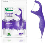 GUM Comfort Slide Floss Picks 90 count front packaging for tight teeth.