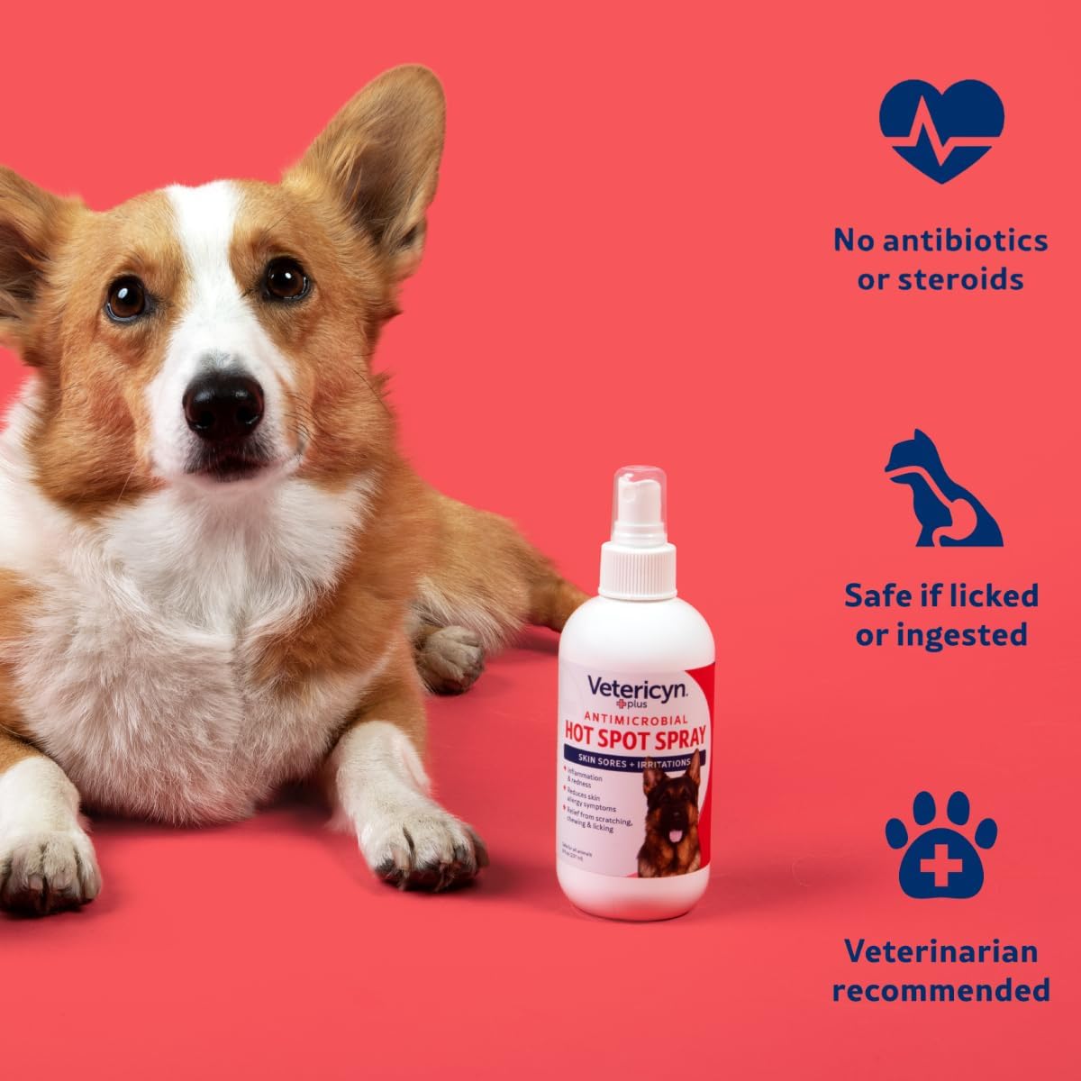 Vetericyn Plus antimicrobial spray for pet moist dermatitis care