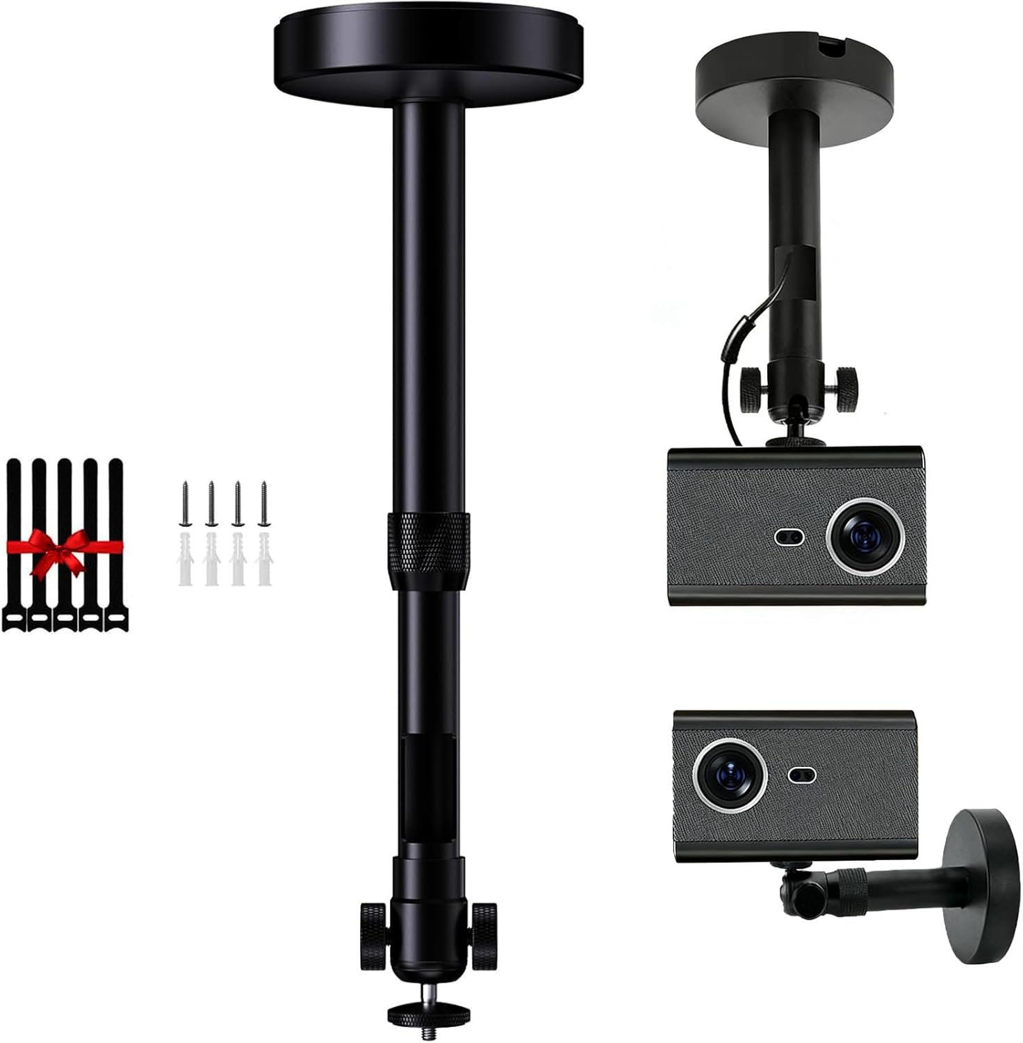 DAWASAPAT ceiling projector mount bracket front view in matte black finish