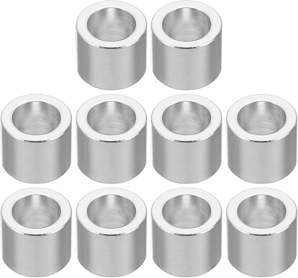 Pack of ten metal spacers overview
