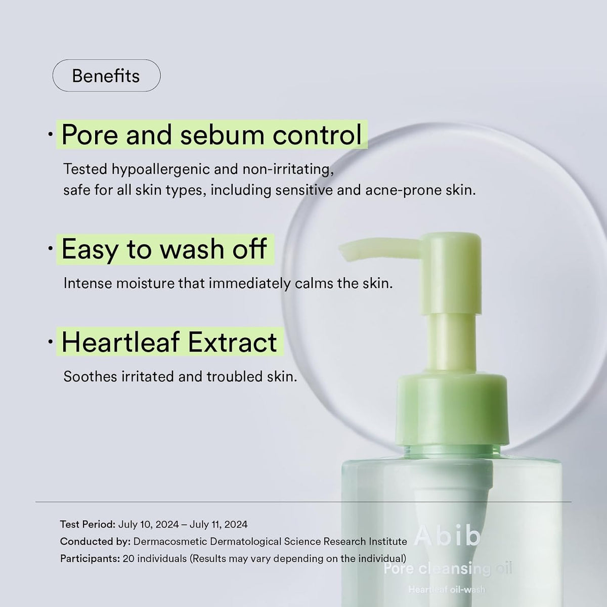 Abib Pore Cleansing Oil with heartleaf extract for makeup removal
