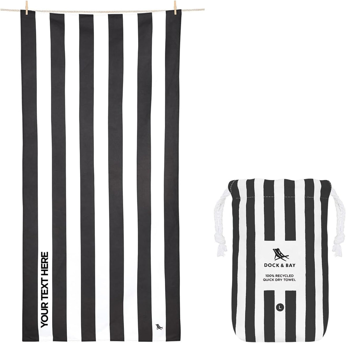 Dock And Bay quick dry towel folded in bag