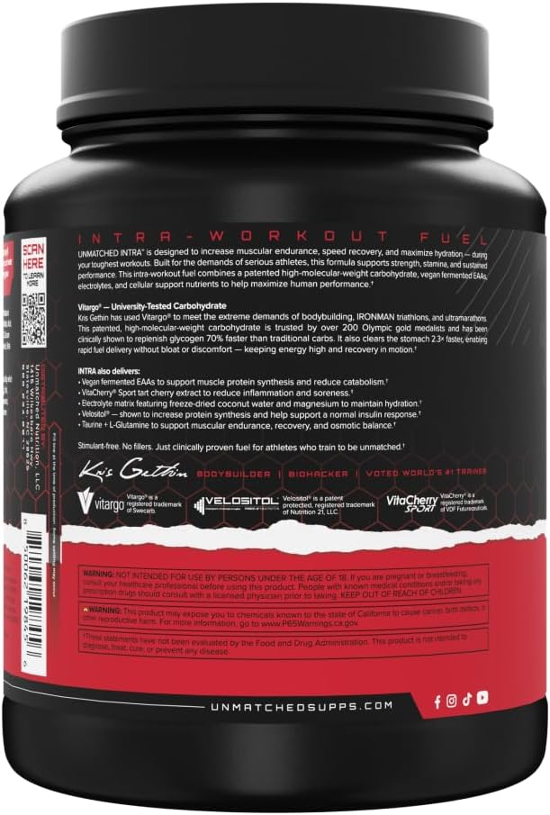 Unmatched Intra Workout Powder | Carbohydrate, Electrolyte, L-Glutamine, & Vegan EAA Mix | for Hydration & Endurance | Natural Flavors & Sweeteners | 20 Servings (Lemon Drop) - Image 8