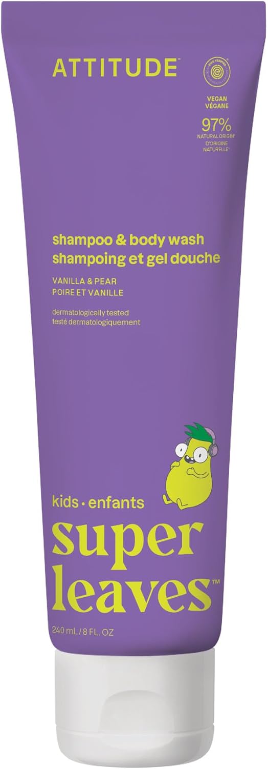 ATTITUDE Shampoo and Body Wash for Kids, EWG Verified, Dermatologically Tested, Plant- and Mineral-Based Ingredients, Vegan, Vanilla & Pear, 8 Fl Oz - Image 1