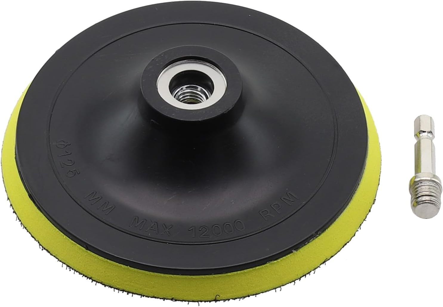 HHJ five inch backing pad polishing plate front view showing hook and loop surface