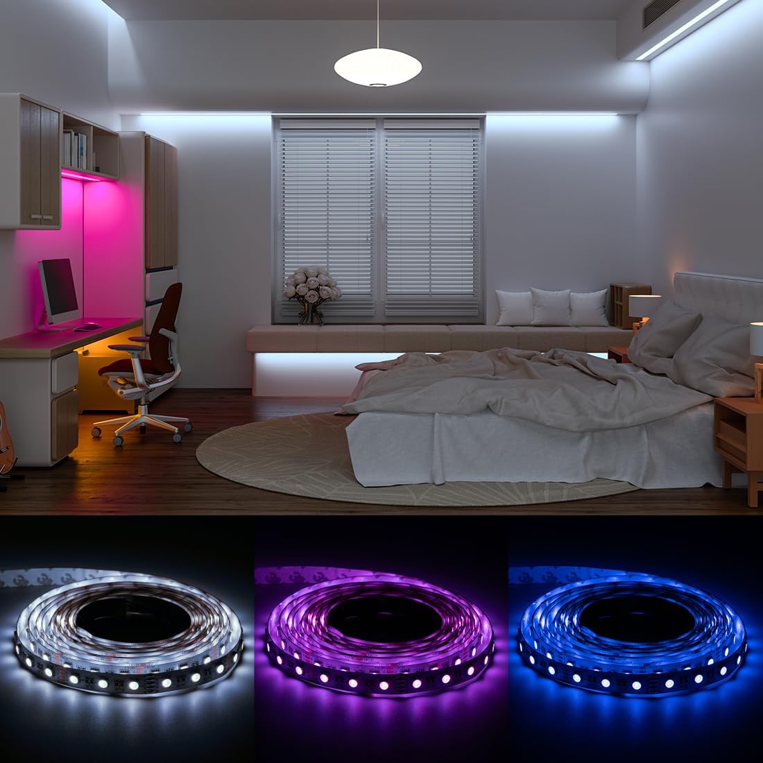 BTF-LIGHTING RGBW strip light displaying vibrant multi-colored output