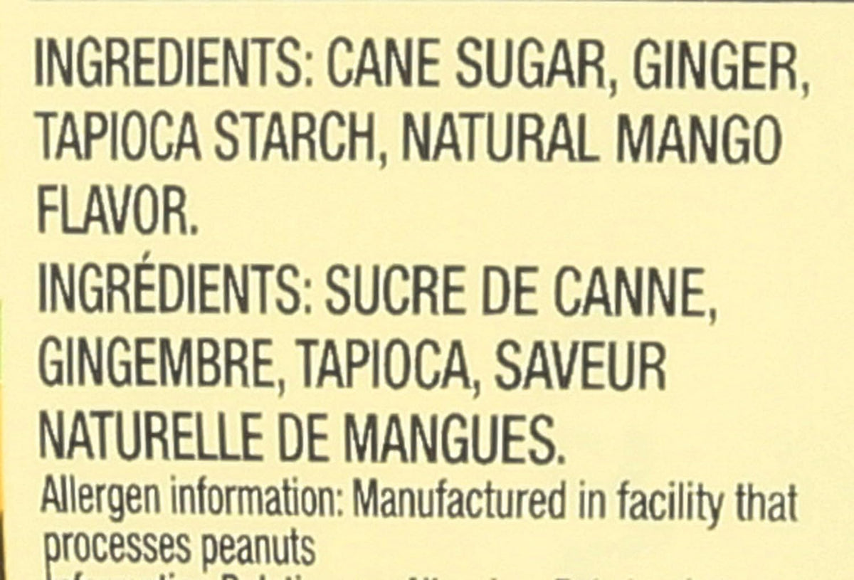 Close up view of the gluten free and vegan certification on Chimes Mango Ginger Chews