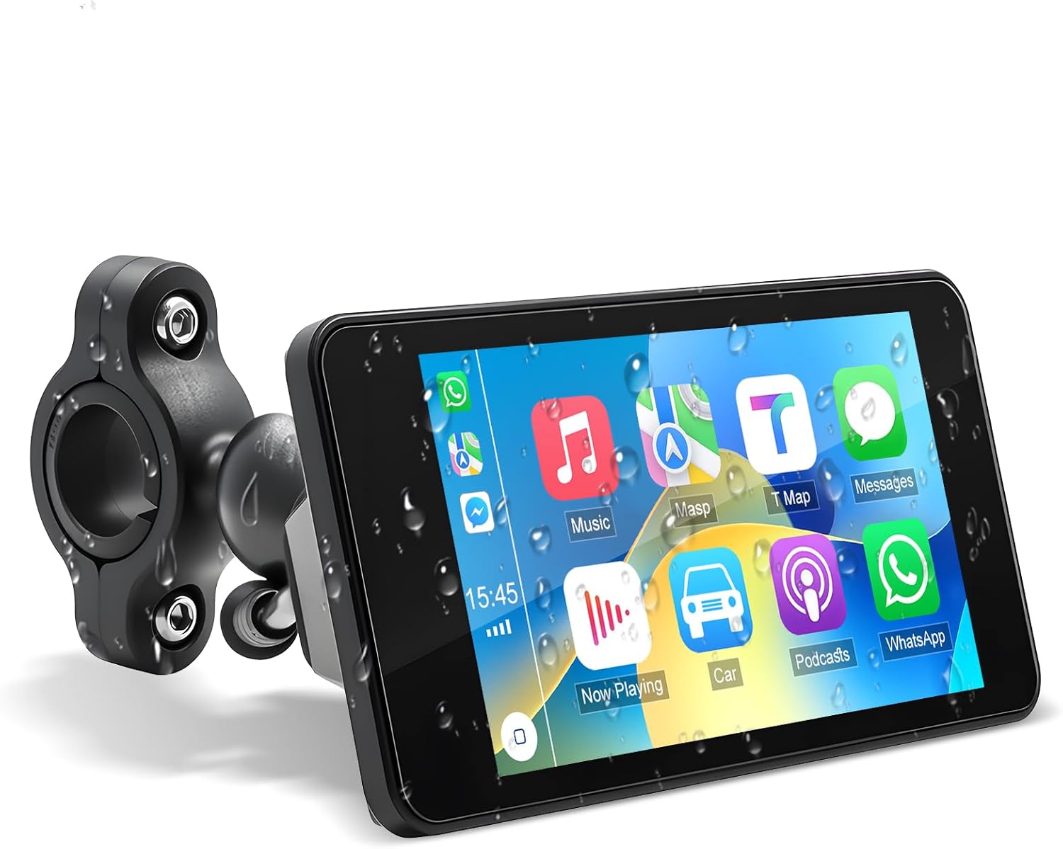 IKASEFU motorcycle wireless carplay screen front view mounted on handlebars