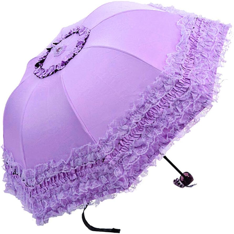 WANLIAN Lace Windproof Folding Sunny and Rainy Umbrella Ultraviolet-Proof Anti Sun UV Protection Parasol Umbrella - Image 10