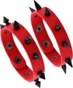 Punk Leather Bracelet for Men Women - 2 Pack Adjustable Spike Cuff Wristband with Snap Button - Image 9