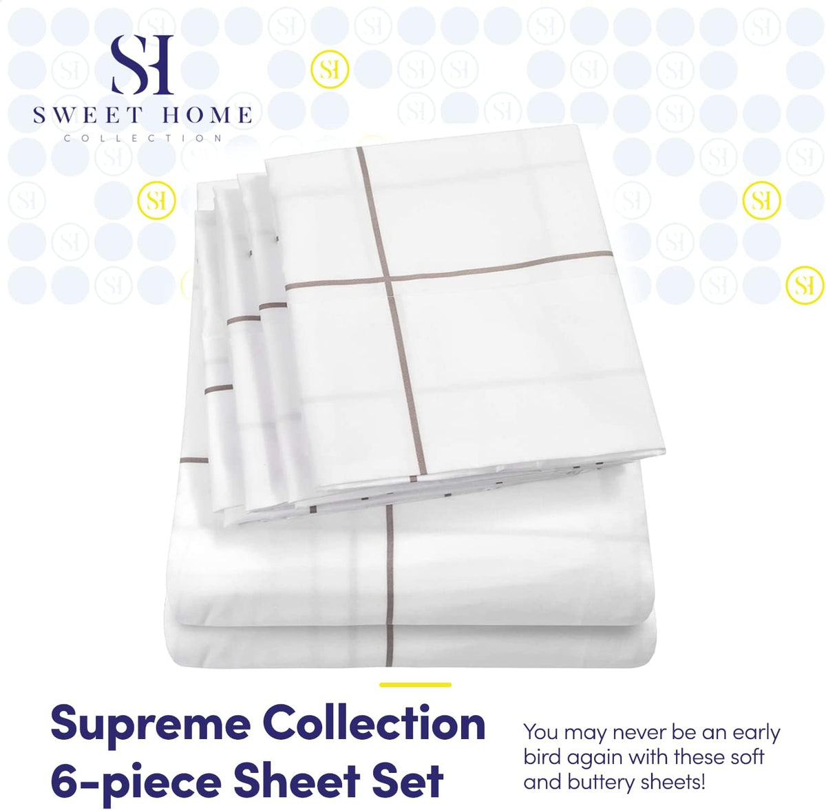 Sweet Home Collection window pane white fitted sheet deep pocket
