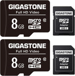 Gigastone Micro SDHC memory card front view showing the eight gigabyte capacity text