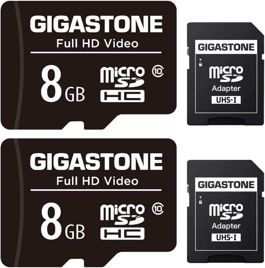 Gigastone Micro SDHC memory card front view showing the eight gigabyte capacity text