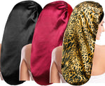 3 Pieces Long Satin Sleep Bonnet for Hair Care, Women Hair Bonnets Silky Braids Sleeping Caps Night Cap for Curly Hair - Image 10