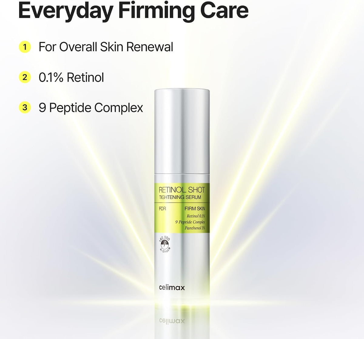 Texture shot of the Celimax Retinol Serum demonstrating a smooth fast absorbing liposomal formula on skin.