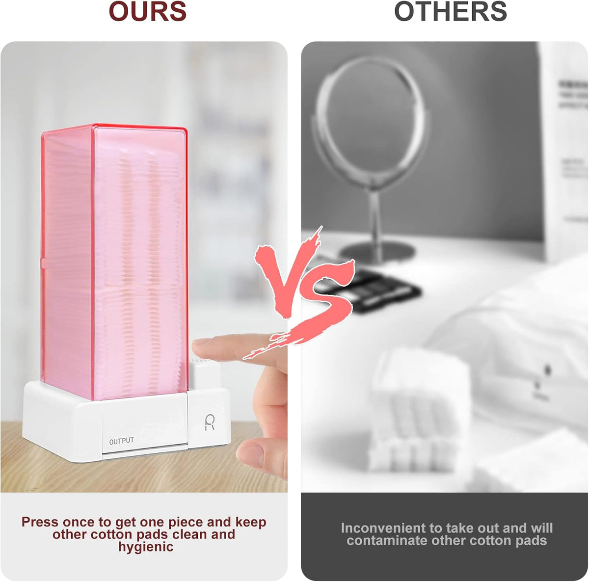 Aukiron square cotton pad holder translucent body