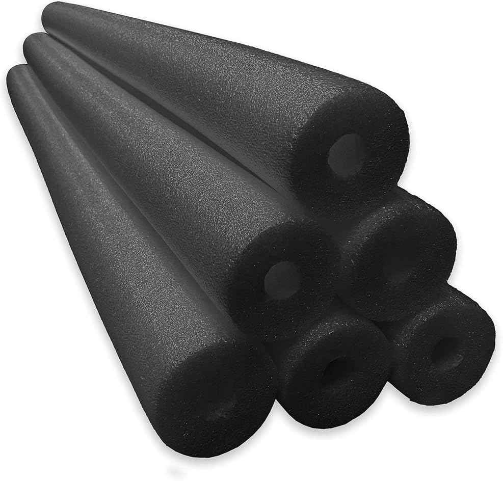 Oodles of Noodles premium jumbo pool swim noodles front view showcasing the six pack of heavy duty closed cell foam tubes.