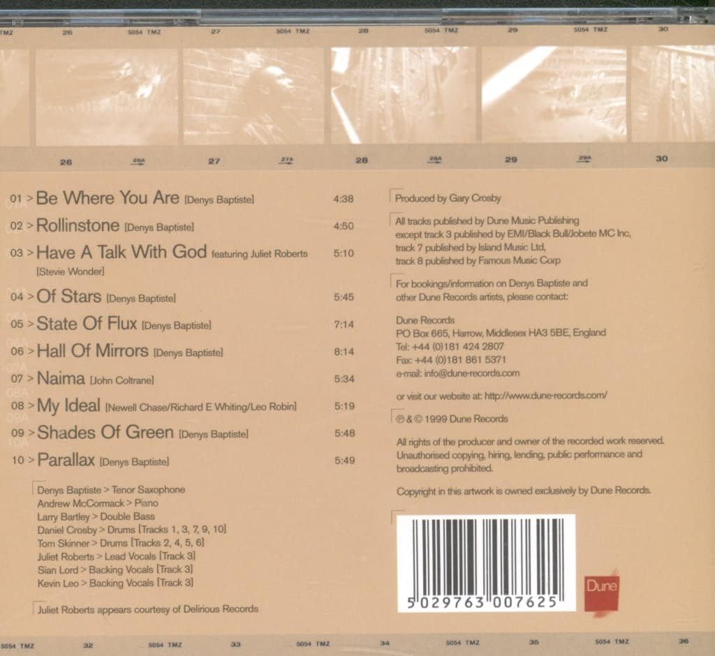 Back cover track listing and details for Be Where You Are audio CD