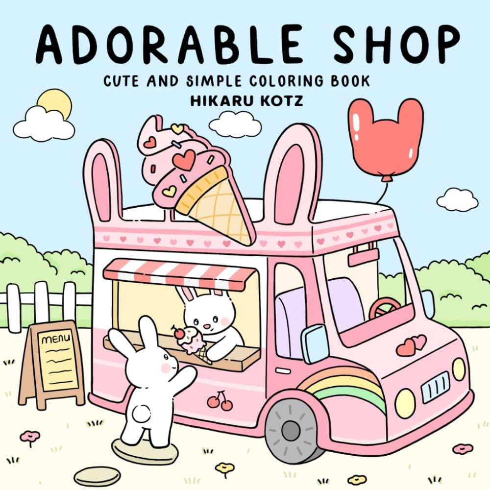 Adorable Shop: Cute & Simple Coloring Book for Adults and Kids Featuring the Joyful Daily Life of Animal Characters - Image 1