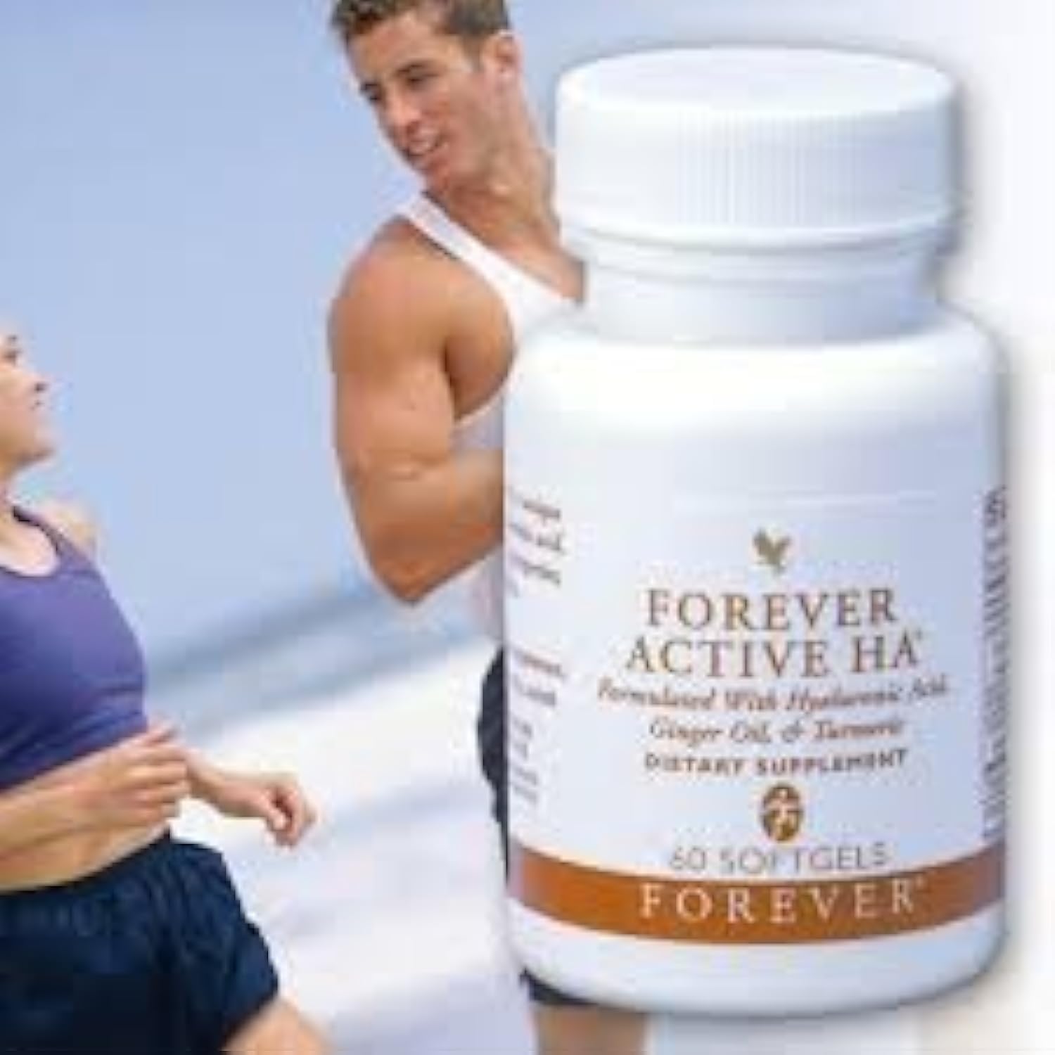 Forever Living Products Forever Active HA 60 softgels front view bottle for joint health supplements.