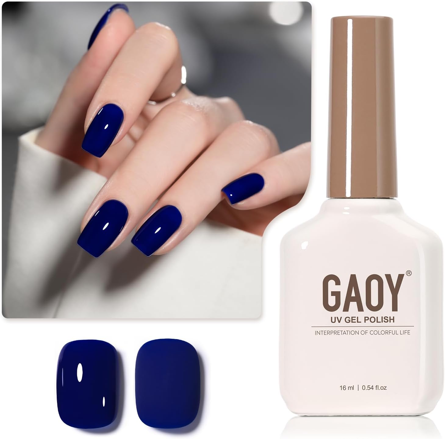 GAOY Deep Blue Gel Nail Polish, 16ml Soak Off Gel Polish, UV Light Cure for Nail Art DIY Manicure at Home, 1532 Midnight Blue - Image 1