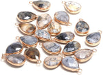 LE SKY natural stone pendant front view featuring faceted crazy agate gemstone design.