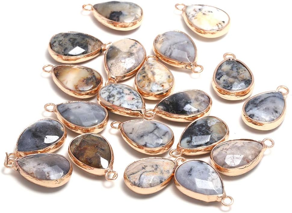 LE SKY natural stone pendant front view featuring faceted crazy agate gemstone design.