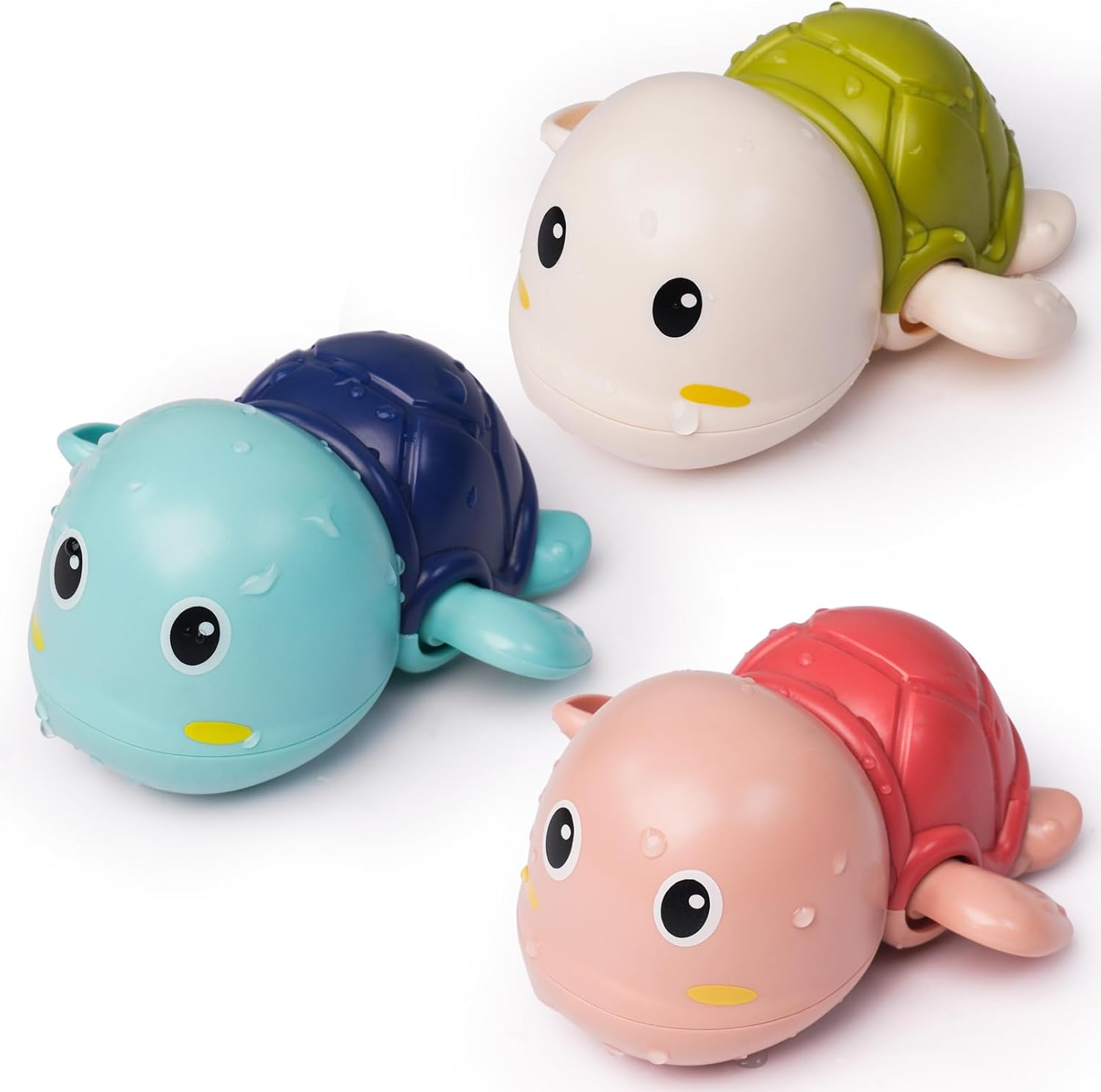 LiKee swimming turtle bath toys set of 3 in red green and blue