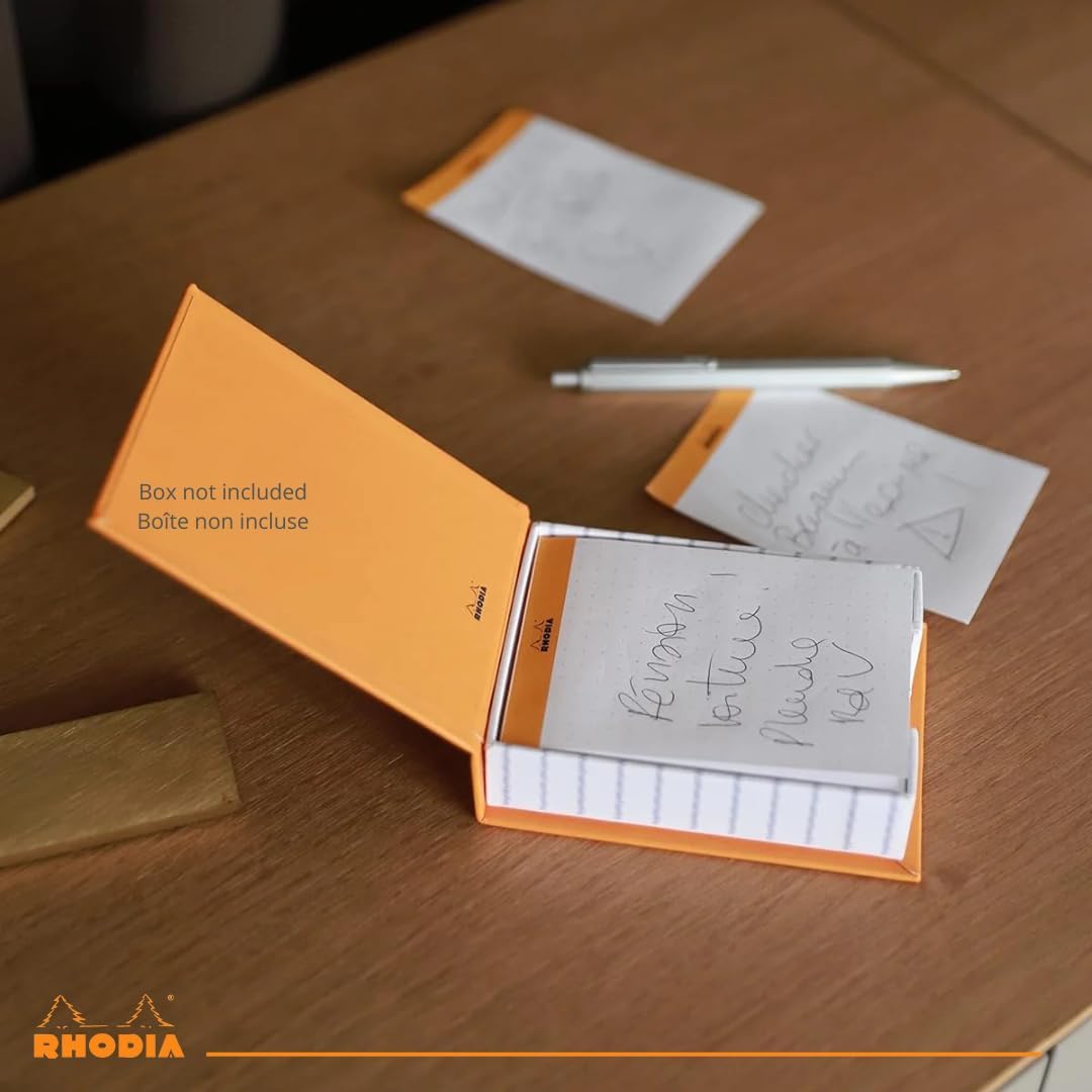 Rhodia memo pad lifestyle shot demonstrating fountain pen writing performance