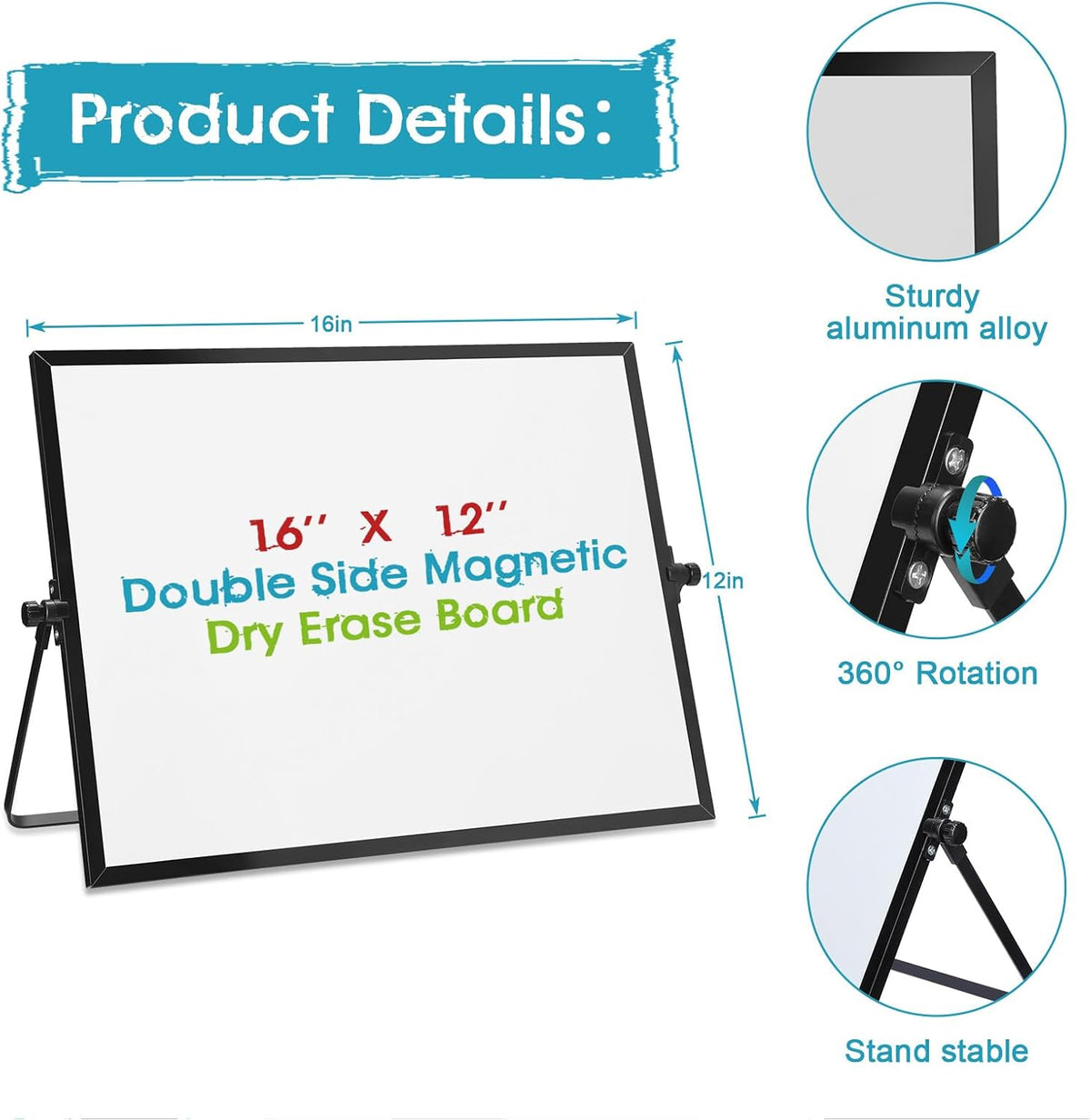 Thenshop double sided whiteboard displaying both writing panels in black frame.