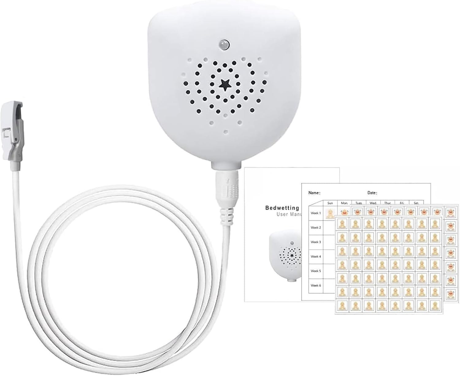 Bedwetting Alarm for Boys, Girls & Older Kids - 3-Mode Adjustable Volume Pee Alarm, Reusable Sensor with Vibration/Sound Combo, Potty Training Solution for Kids/Teens,USB Charging(White) - Image 1