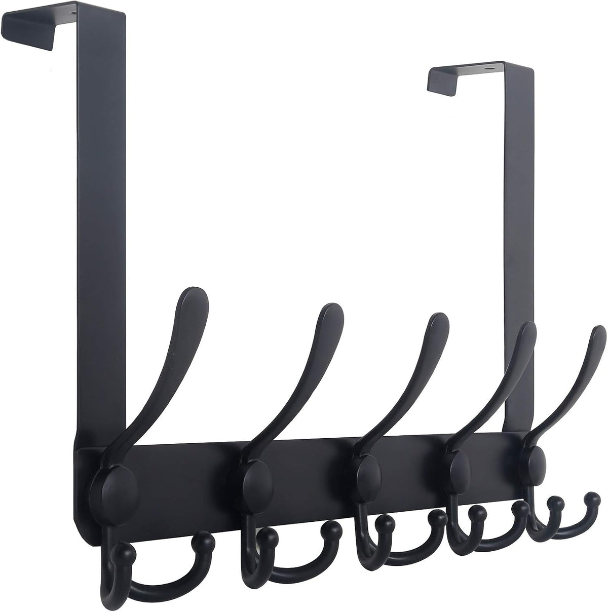 WEBI Over The Door Hook Door Hanger Hook Rack with 5 Tri Hooks for Hanging Coats, Door Towel Rack Door Coat Hanger Over Door Coat Rack for Behind Back of Bathroom,Black,2 Packs - Image 9