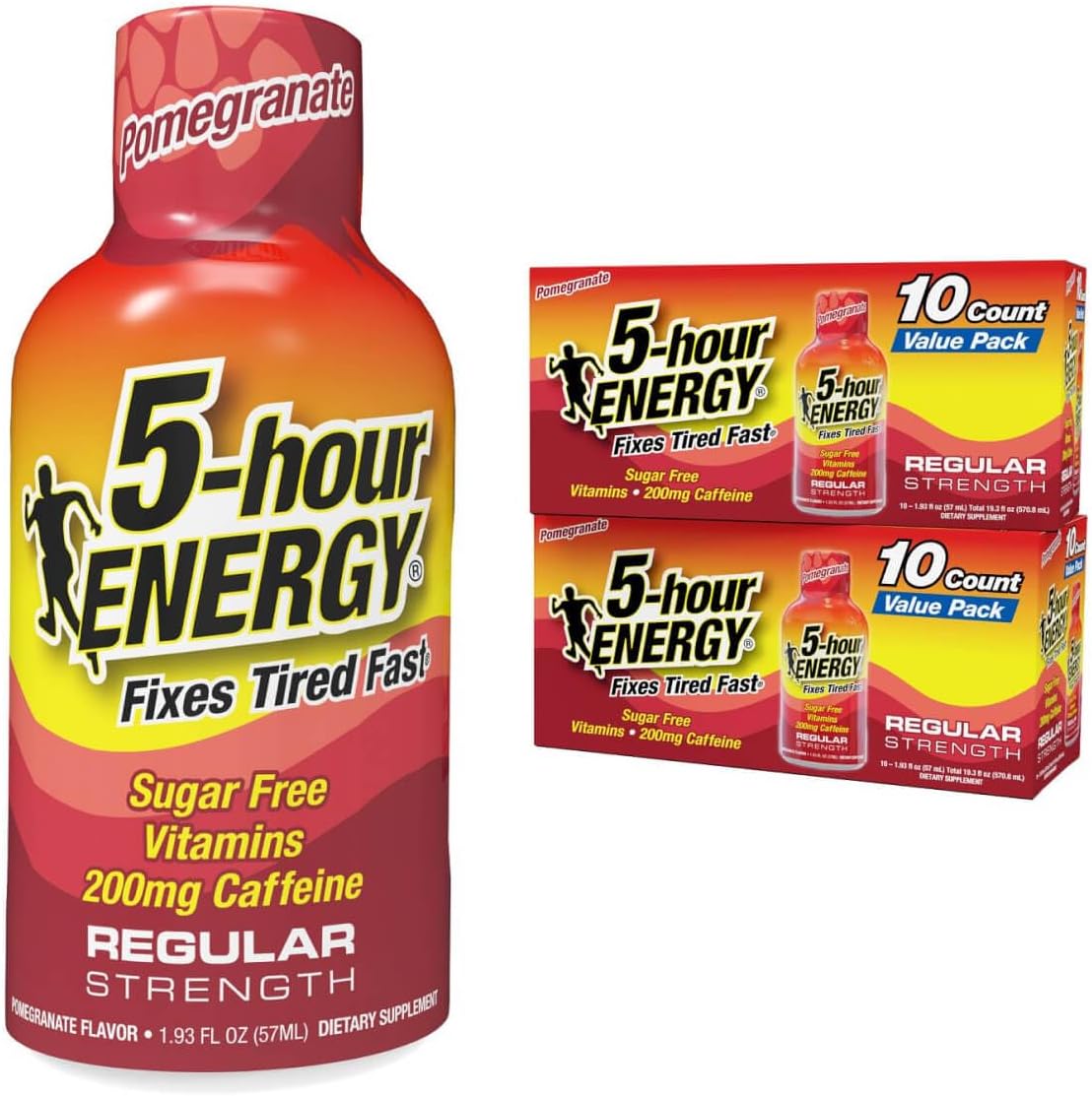 5-hour ENERGY Regular Strength Pomegranate Shot front view for quick caffeine boost.