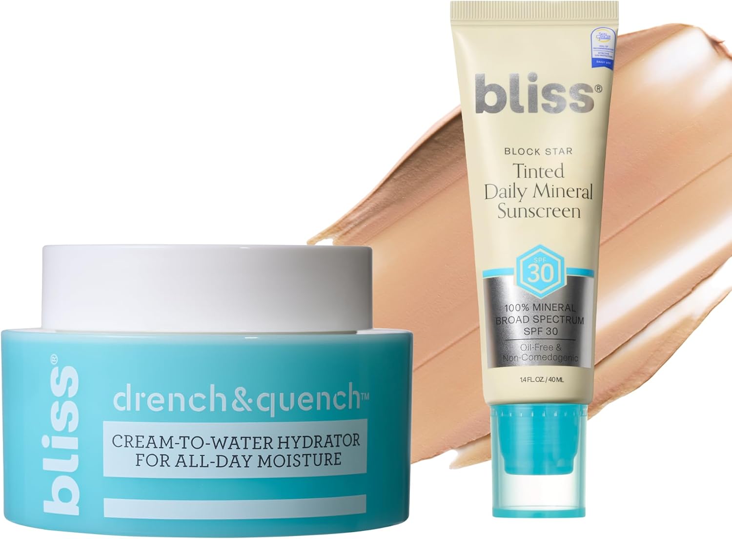 Bliss Block Star SPF 30 and Drench and Quench moisturizer duo set