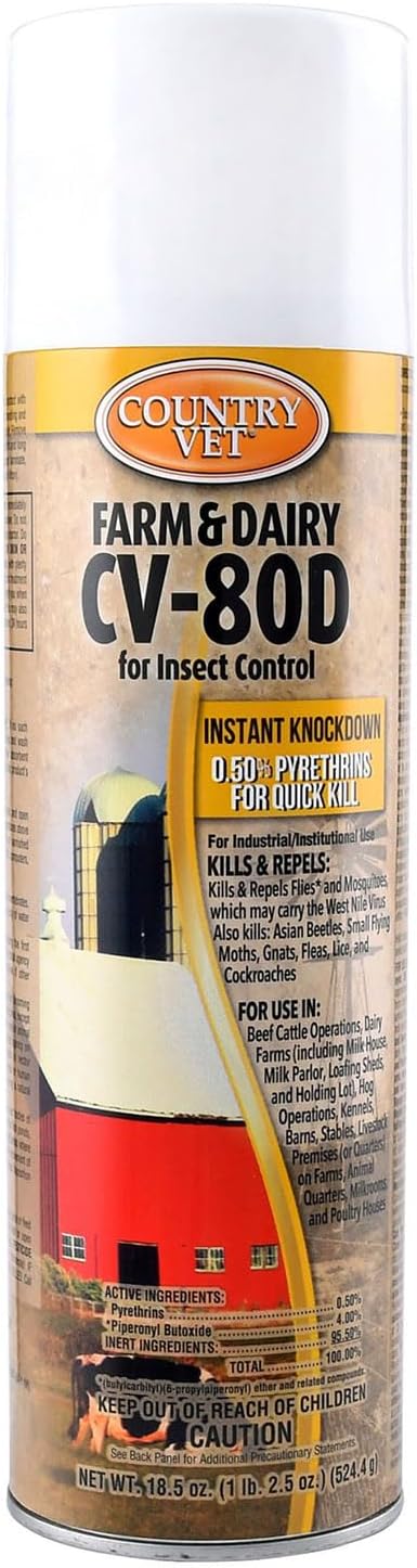 Country Vet CV-80D Farm and Dairy spray 18.5 Ounce front view agricultural aerosol insecticide