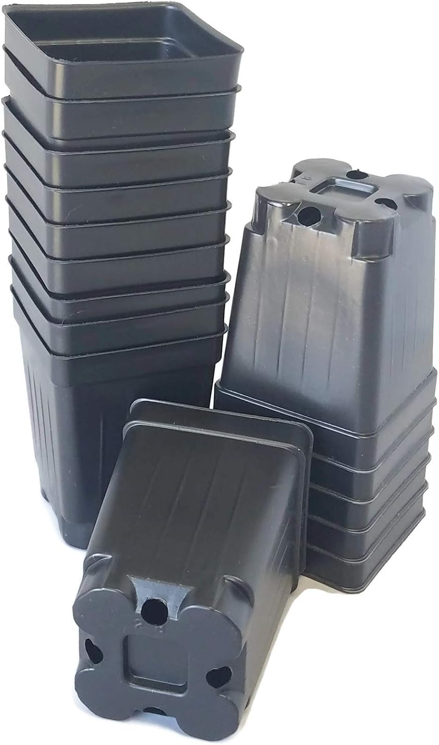 Landmark Plastics nursery pots front view black square containers